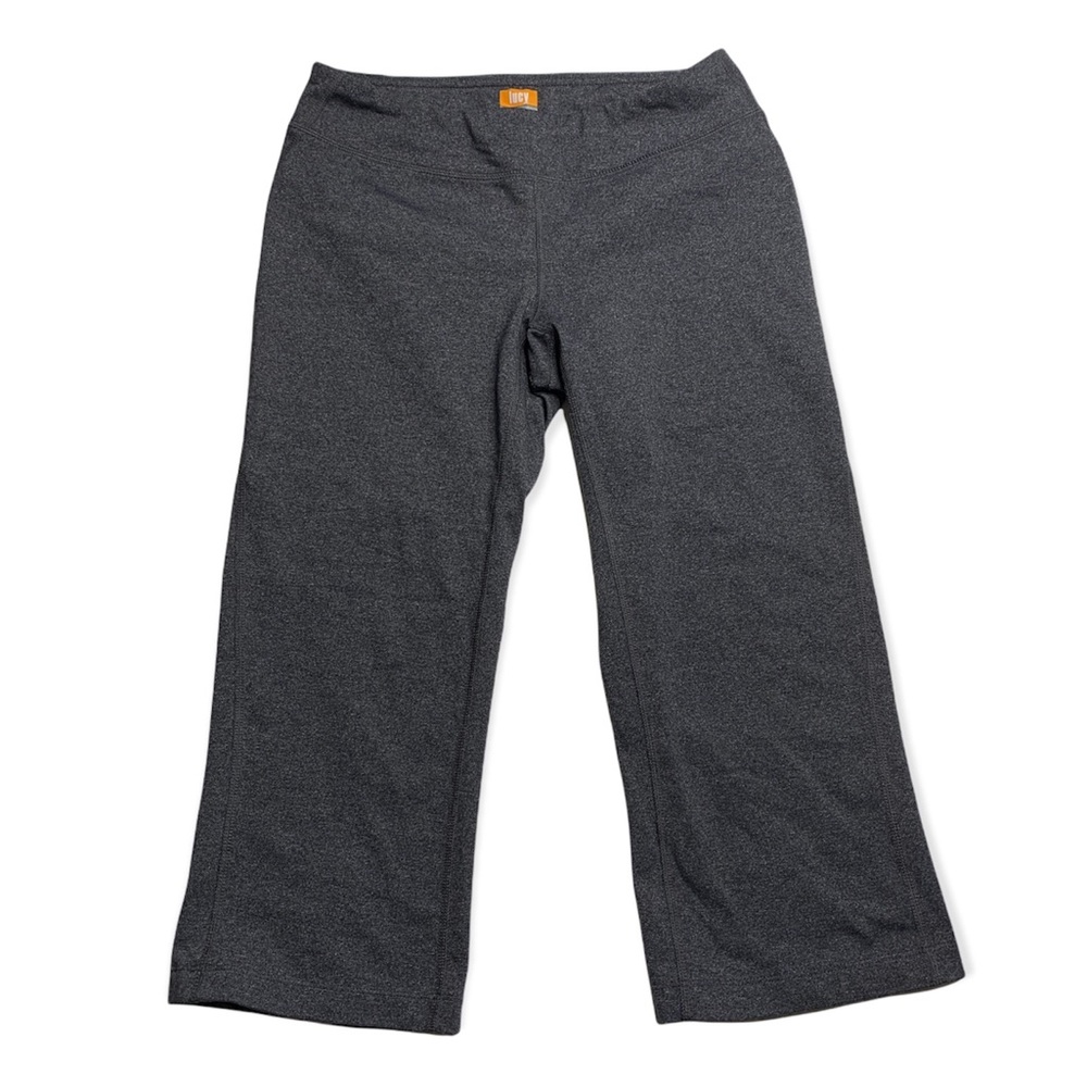 Lucy Small Gray Cropped Leggings Back Ankle Slit Crop Pants